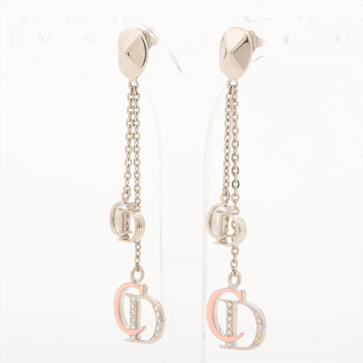 Dior クリスチャン ディオール ピアス CD ロゴ ストーン 両耳 シルバー ディオール CDロゴ ピアス(両耳用) GP×ラインストーン シルバー