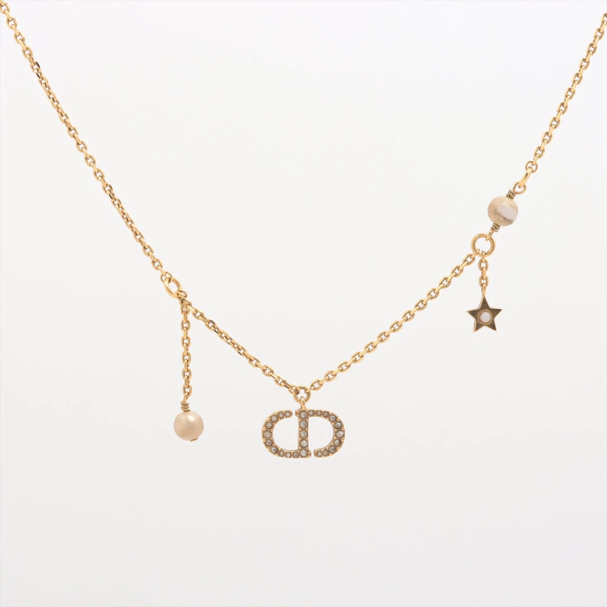 【美品】　ディオール　CDロゴ　ネックレス　ゴールド　アクセサリー　321 ディオール CDロゴ ネックレス GP×ラインストーン×フェイク