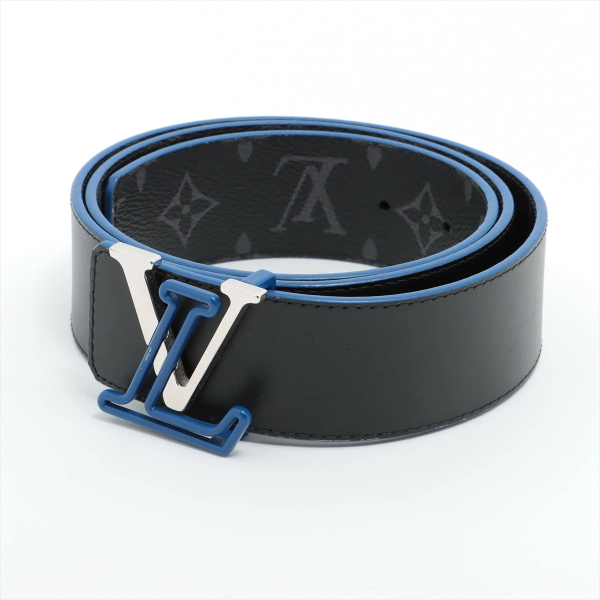 ヴィトン JJ0293 ベルト 90/36 PVC×レザー ブラック×ブルー M0721