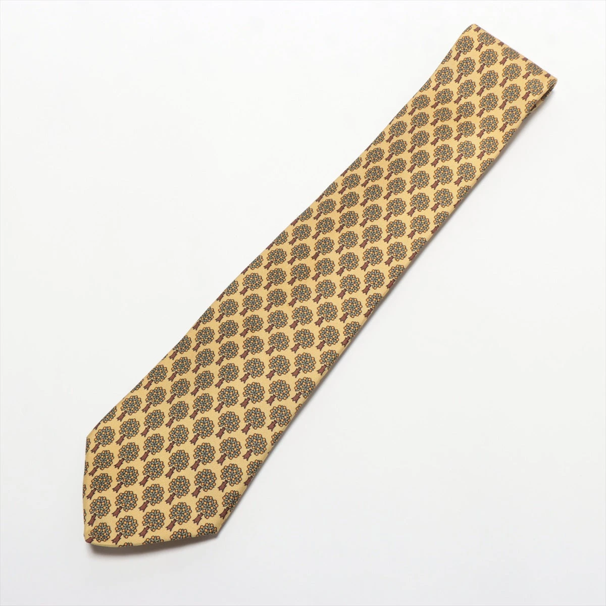 エルメス ネクタイ シルク カーキ ポケットチーフセット A3034197