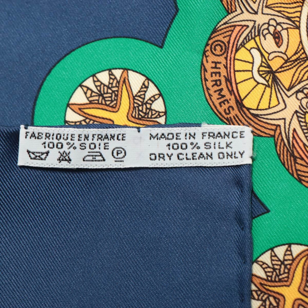 HERMES　カレ90 LE ROY SOLEIL 太陽王 エルメス カレ90 LE ROY SOLEIL 太陽王 スカーフ シルク ブルー