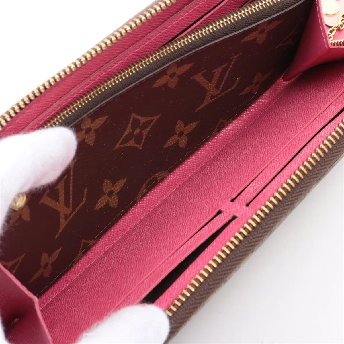 ルイヴィトン ❣ モノグラム ポルトフォイユ クレマンス ホットピンク 140 LOUIS VUITTON - ルイヴィトン ❣ モノグラム ポルトフォイユ