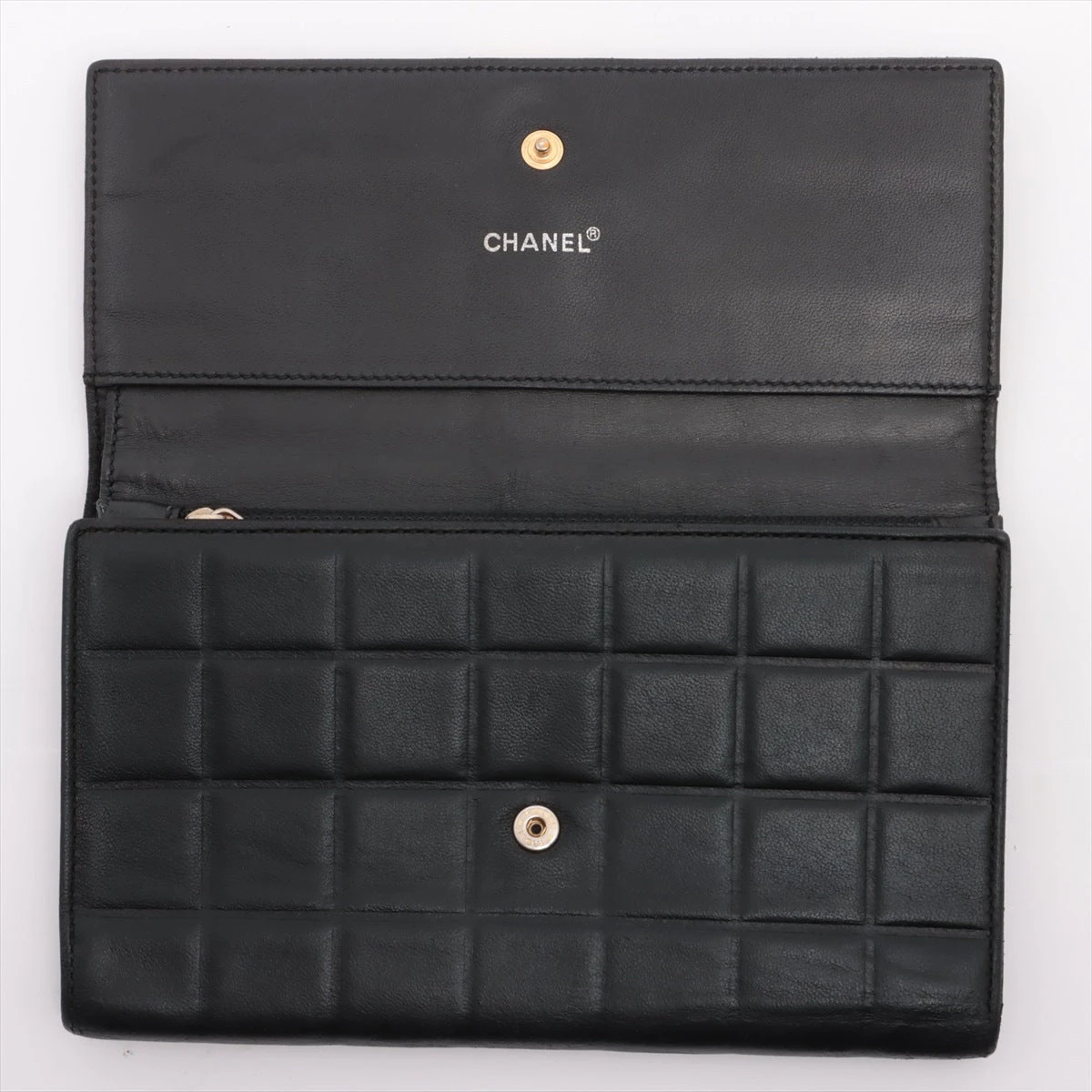 シャネル チョコバー レザー 財布 ブラック ゴールド金具 7番台 