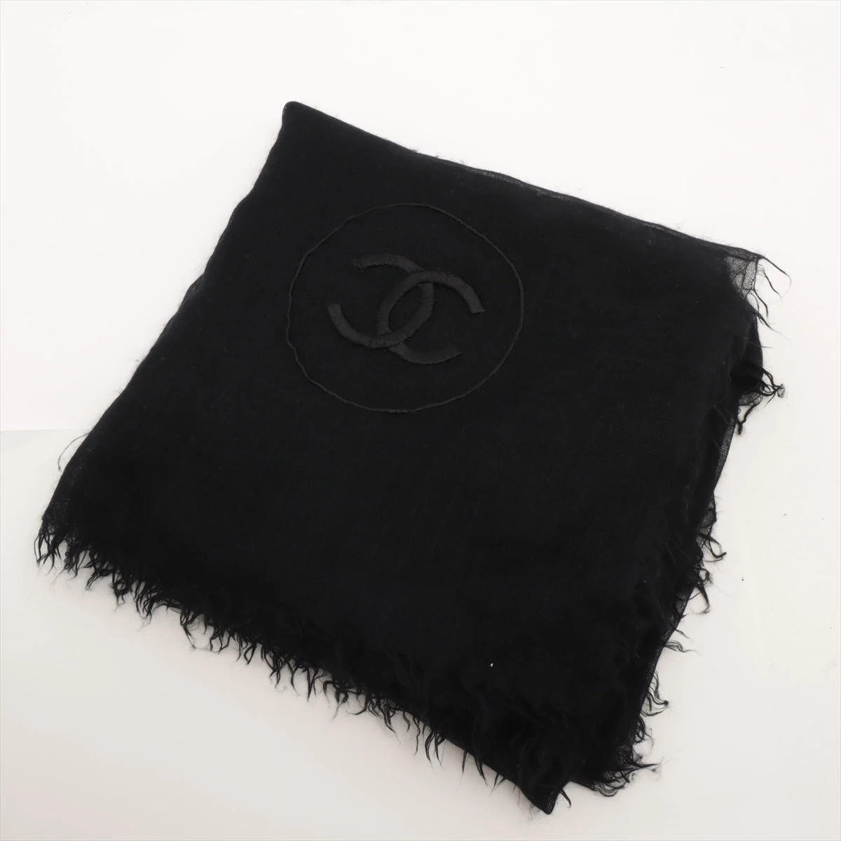 シャネル ココマーク ストール カシミヤ×シルク ブラック A3031114  