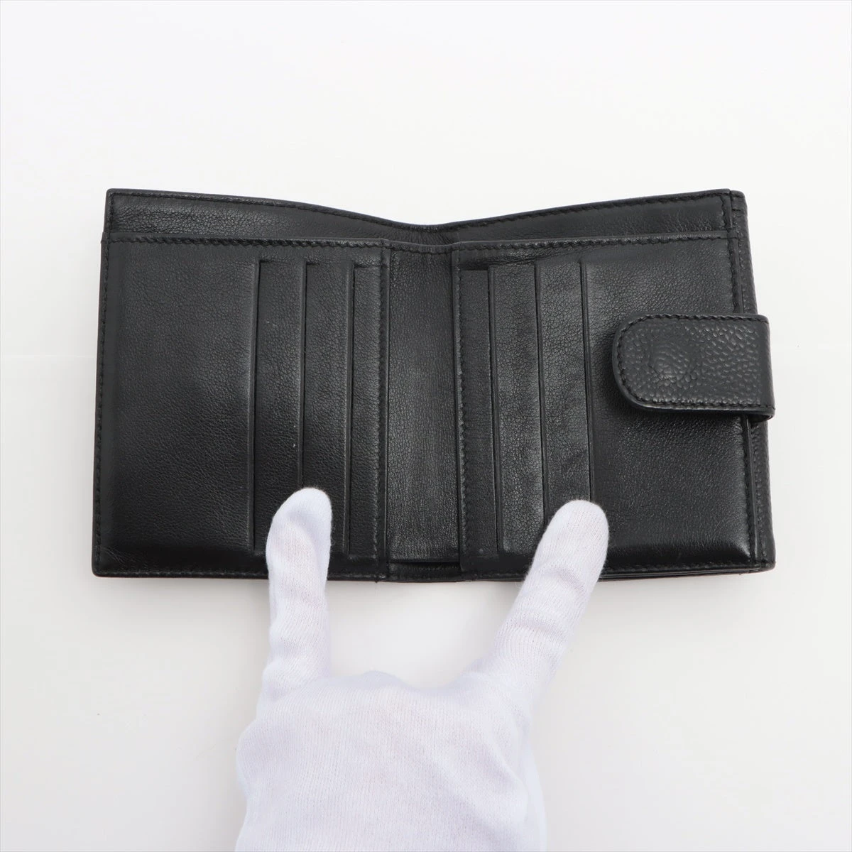 シャネル ココマーク キャビアスキン 財布 ブラック ゴールド