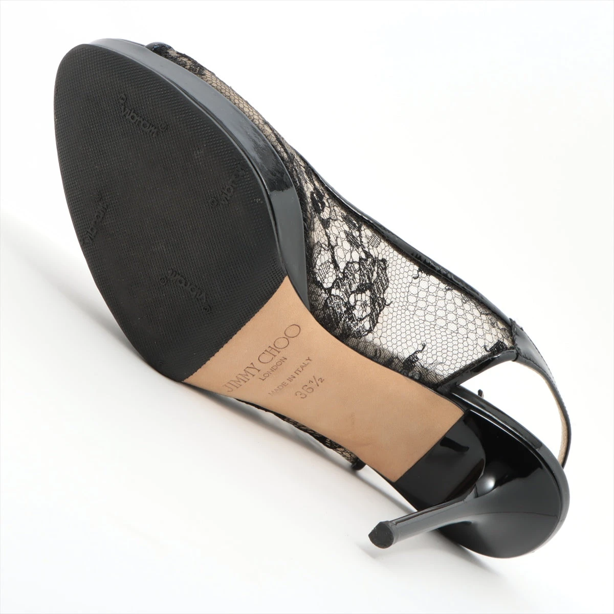 JIMMY CHOO ブラック レース オープントゥヒール