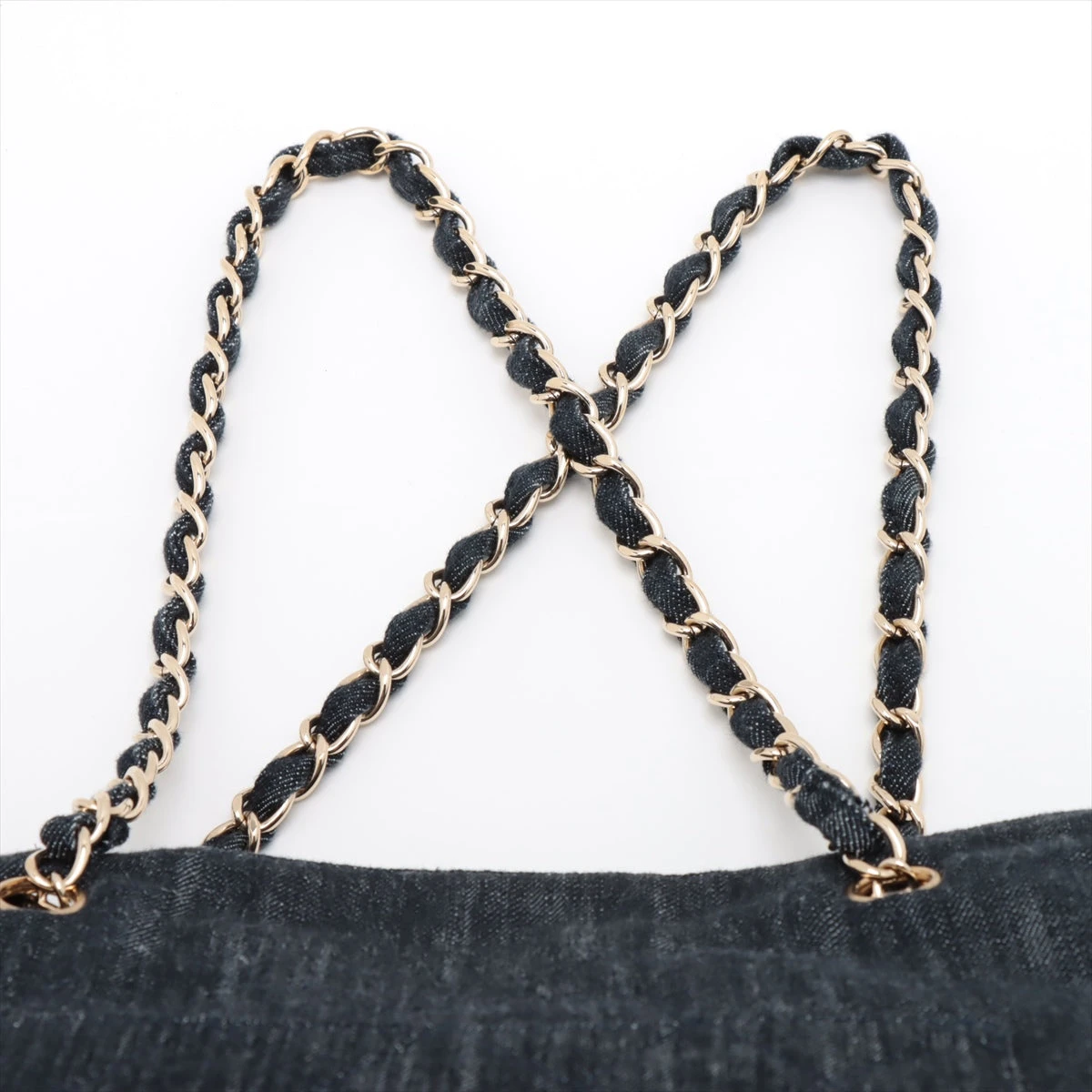 シャネル 夜間飛行 デニム チェーントートバッグ ネイビー ゴールド