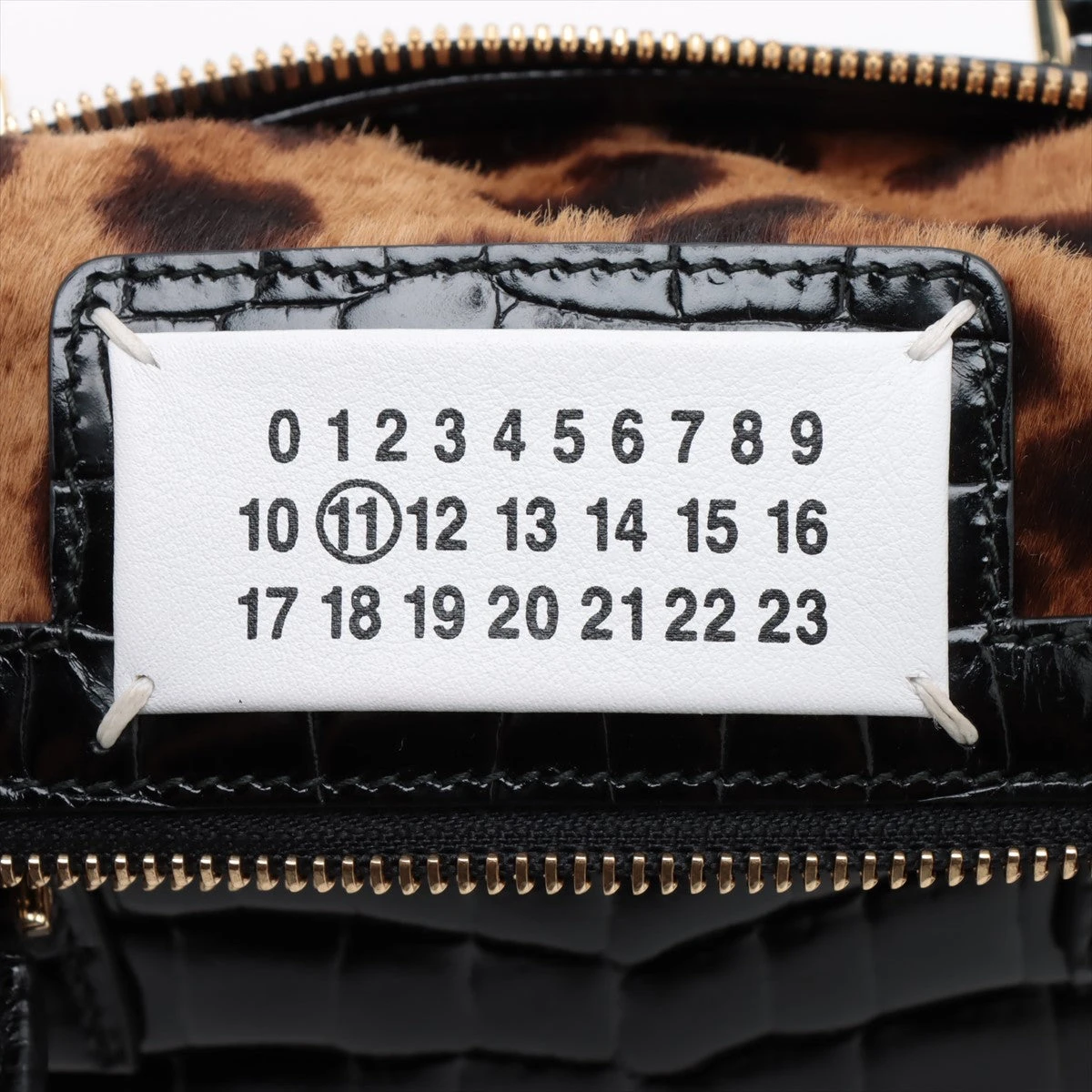 メゾンマルジェラ 5AC クロコ型押し×ハラコ 2WAYハンドバッグ ブラック