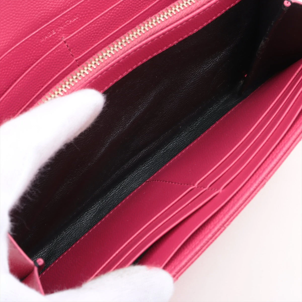 【美品】サンローラン 長財布 ピンク YSL キャビアスキン Vステッチ 美品】サンローラン 長財布 ピンク YSL キャビアスキン Vステッチ