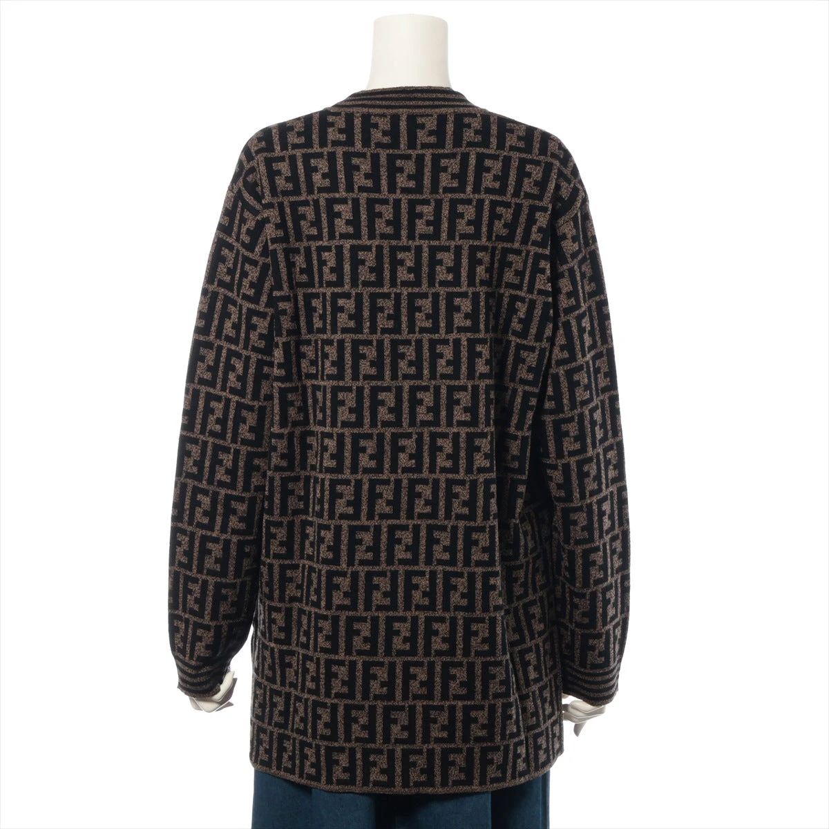 フェンディ ズッカ ウール カーディガン 44 レディース ブラック