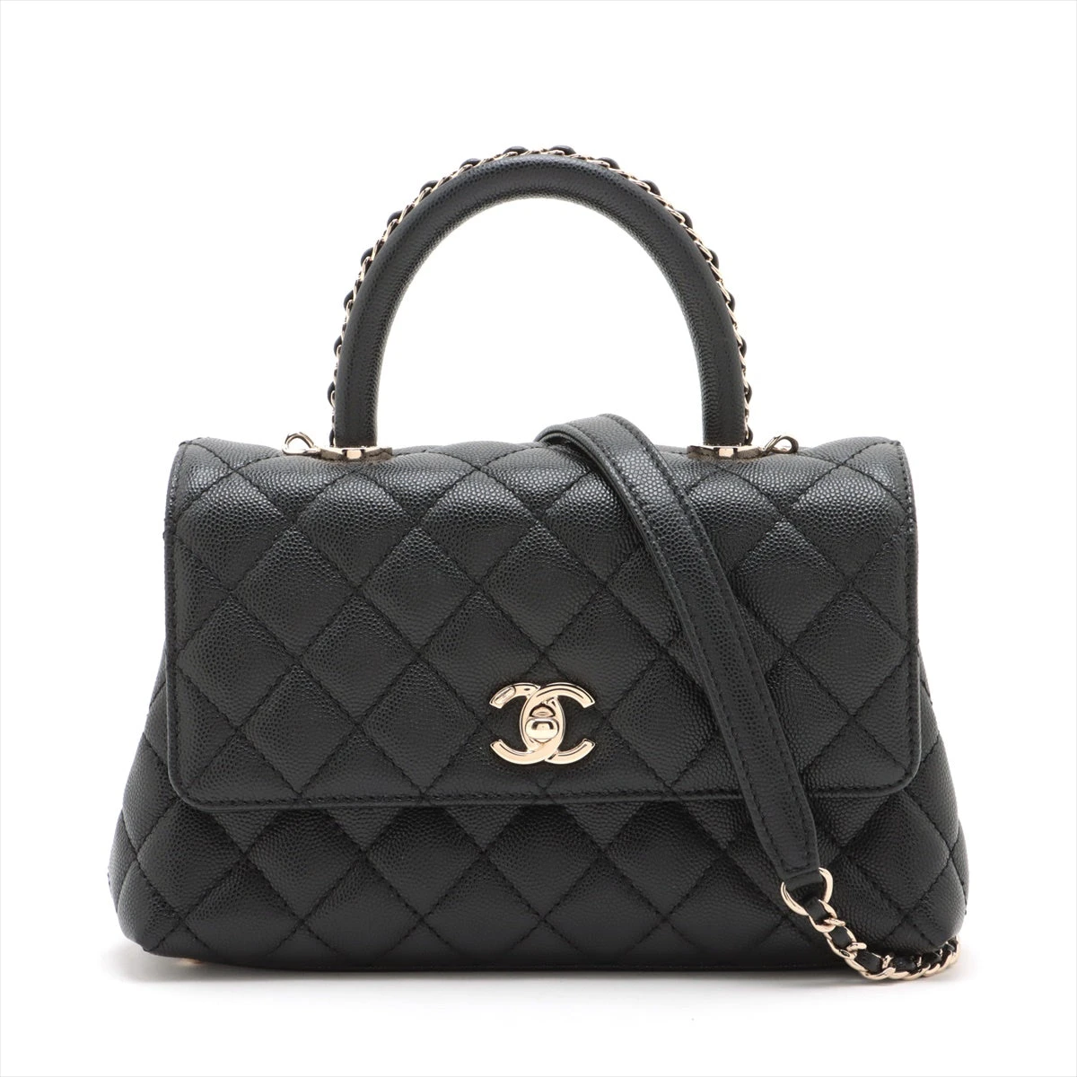 国内発送【大人な限定ロゴが素敵】CHANEL ハンドル バニティー シャネル ココハンドル バッグ|SA:非常にきれい|中古ブランド