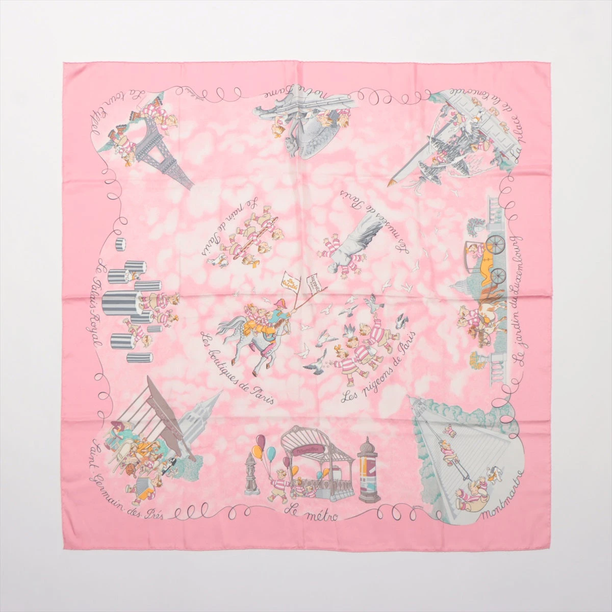 希少 極美品 可愛い エルメス シルクスカーフ カレ90 いたずら