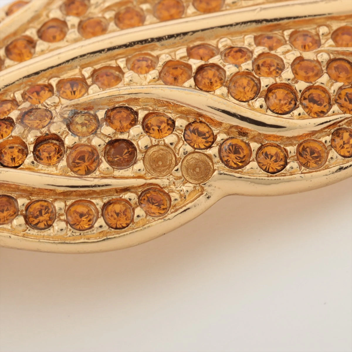 【美品】クリスチャンディオール パール ラインストーン ブローチ クリスチャンディオール フェザー ブローチ GP×ラインストーン