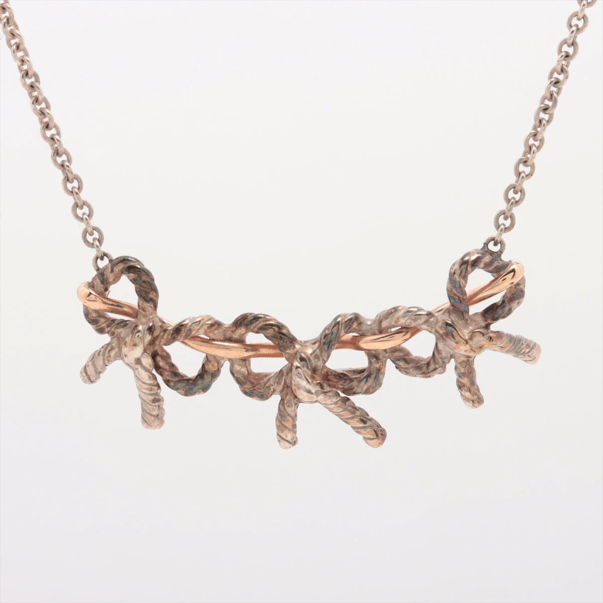 ティファニー　トリプルツイストリボンネックレス　シルバー/ゴールド　中古 TIFFANY&Co. ティファニー トリプル ツイスト リボン ネックレス