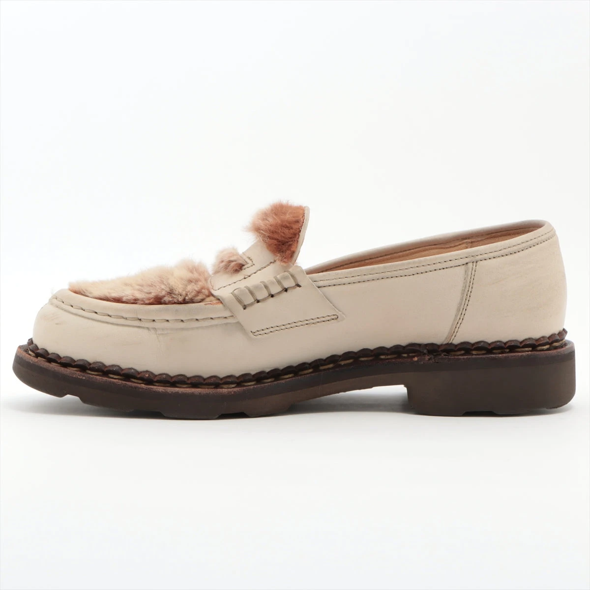 パラブーツ ファー×レザー ローファー 4 1/2 レディース ベージュ