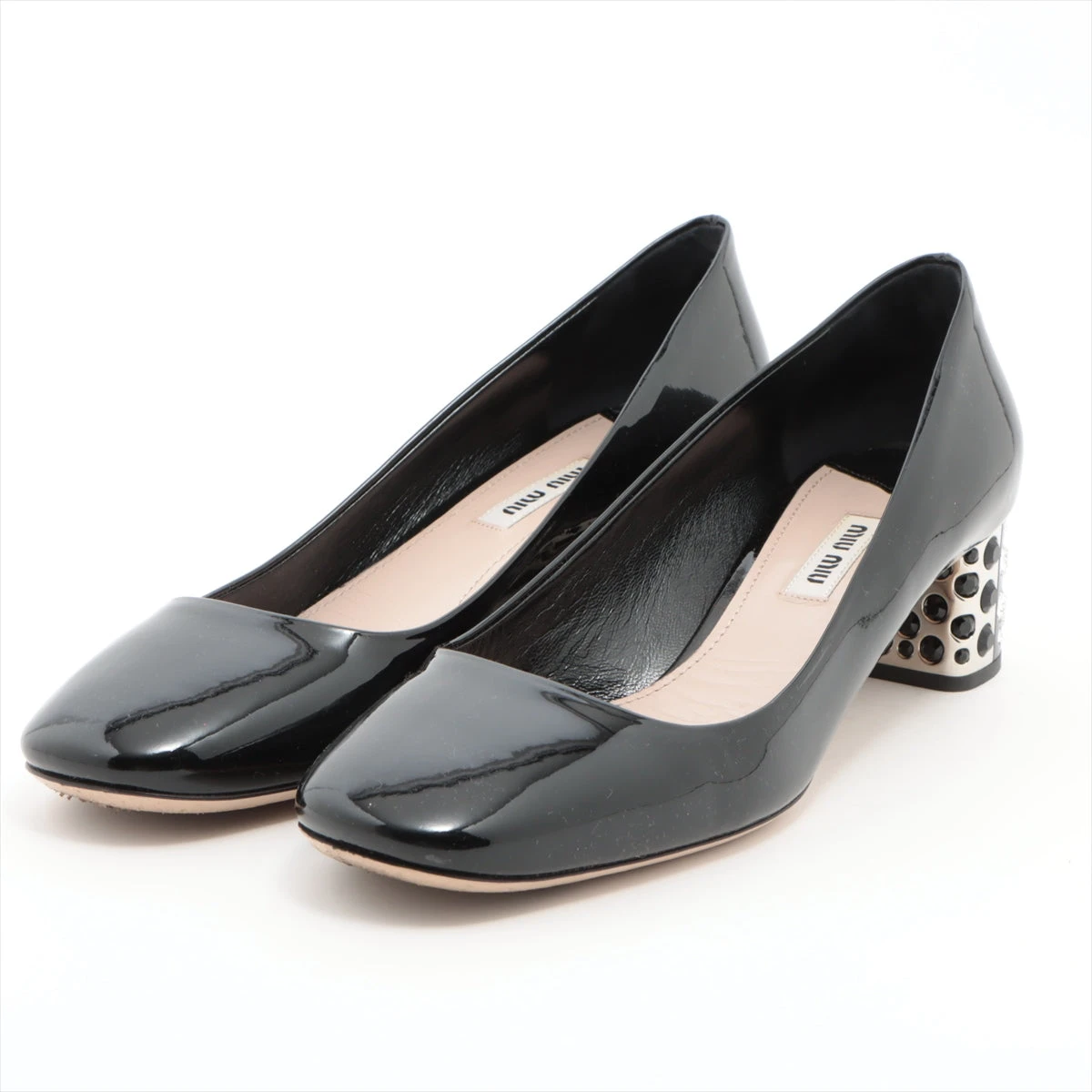 ミュウミュウ パンプス 38 レディース 黒