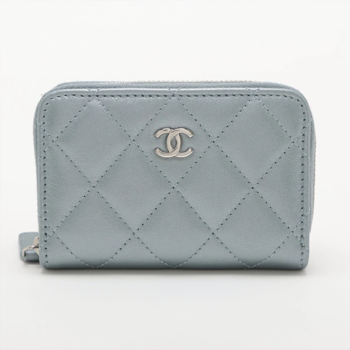 正規品シャネルマトラッセシルバー金具ラウンドファスナーコインケース