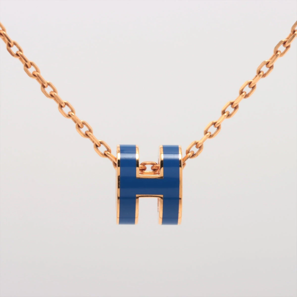 大人気アイテム エルメス ミニポップアッシュH ネックレス GP ゴールド×ブルー アクセサリー