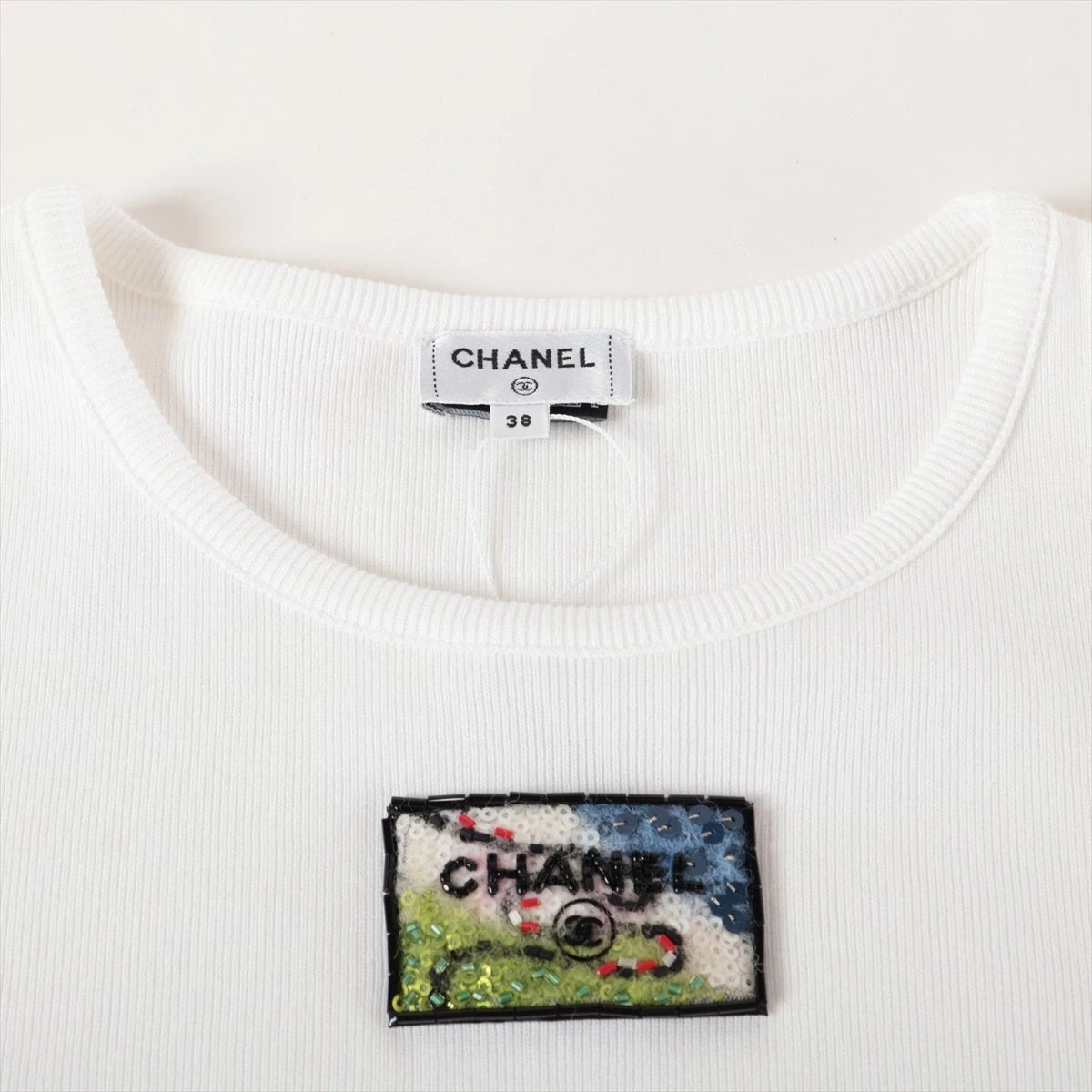 シャネル ココマーク 23C コットン Tシャツ 38 レディース ホワイト