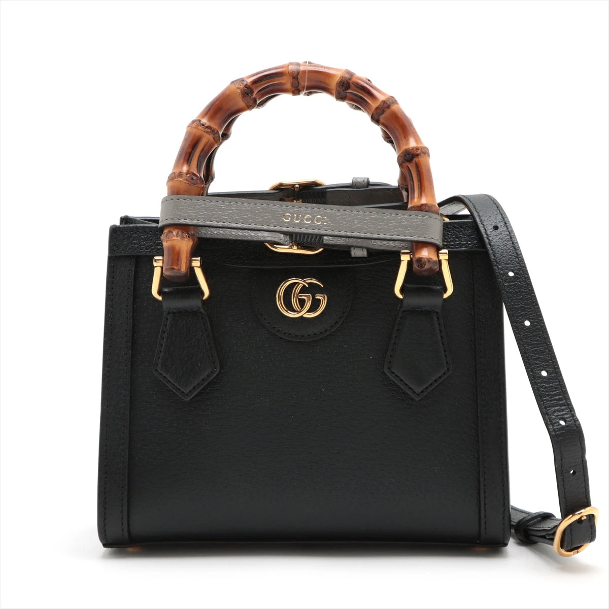 GUCCI グッチ ダイアナ バンブー レザー 本革 ハンドバッグ 黒 GUCCI バンブー ハンドバッグ 黒 ブラック 本革 ダイアナ