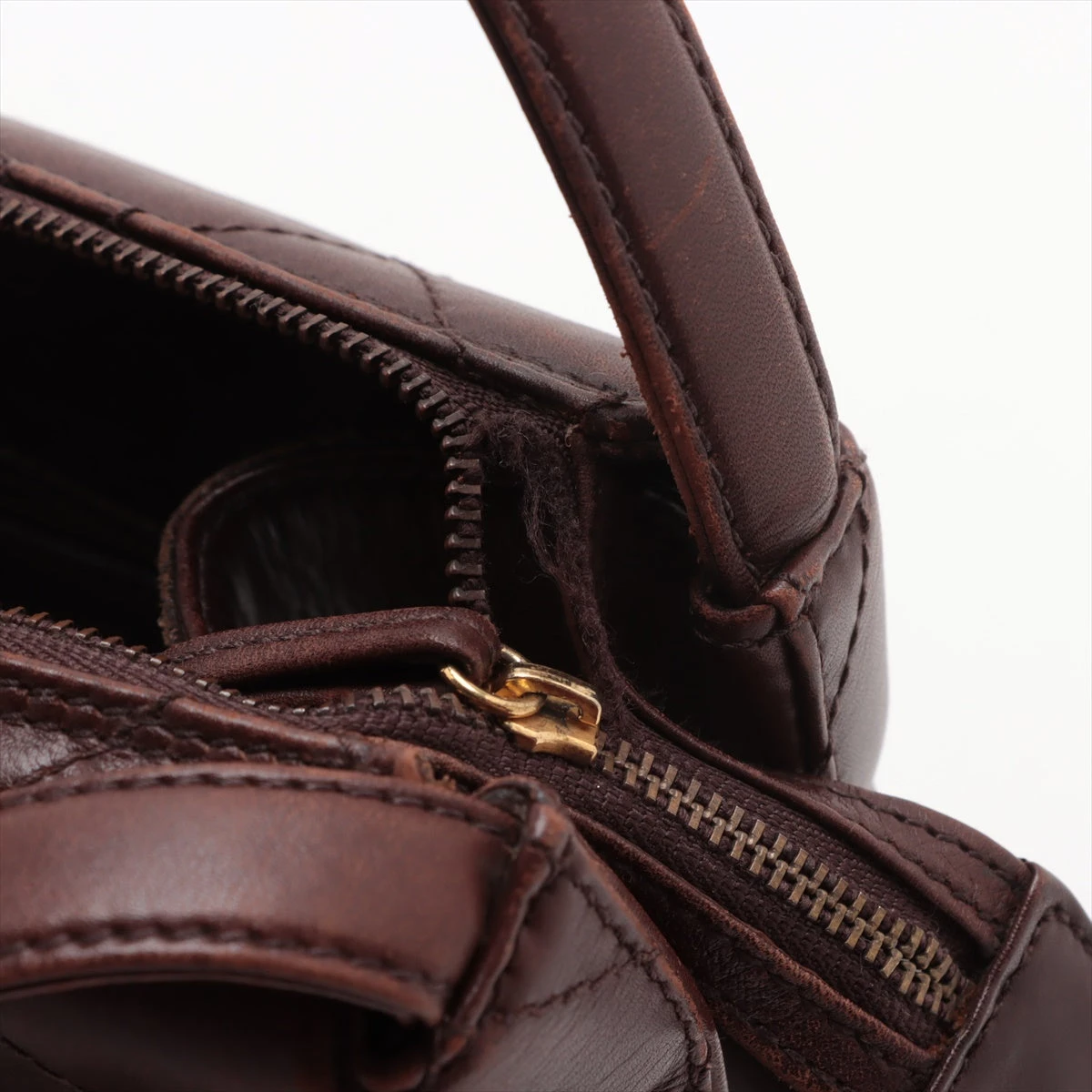 シャネル マトラッセ ラムスキン ショルダーバッグ ブラウン ゴールド