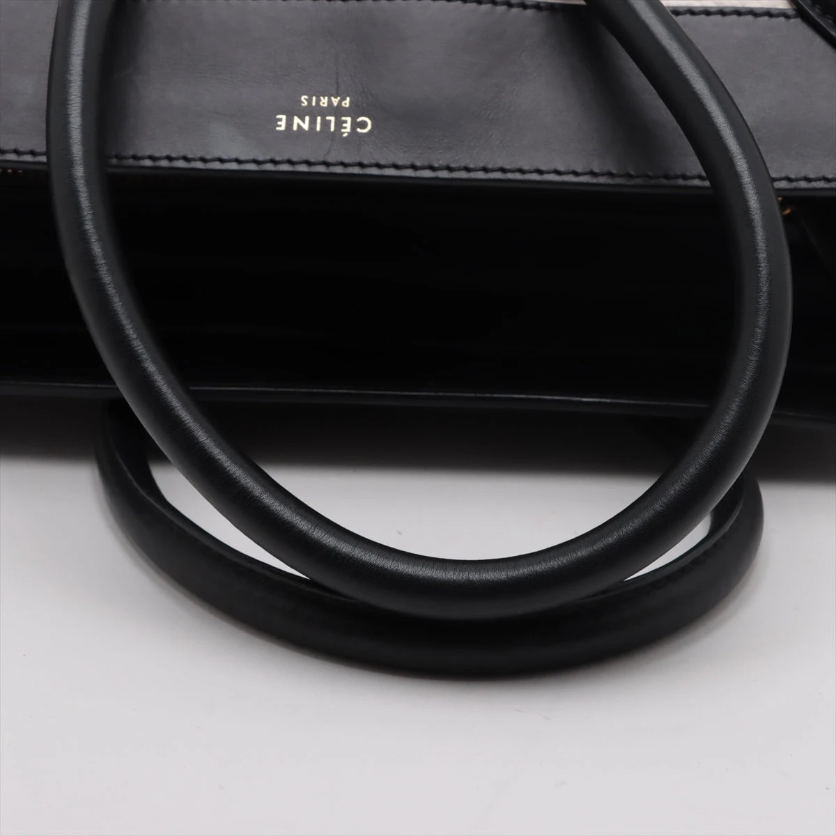 CELINE ラゲージバッグ ブラック/ホワイト セリーヌ ラゲージ ミニショッパー レザー トートバッグ
