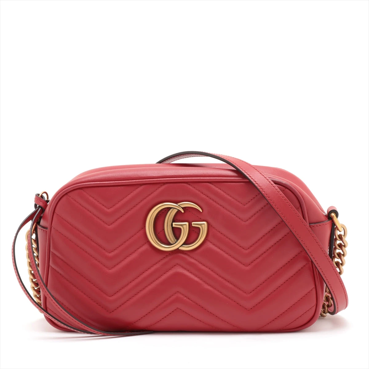 グッチ　GGマーモント　レザー　チェーン　ショルダーバッグ　レッド　赤 GUCCI グッチ バッグ レディース ブランド ショルダーバッグ GG