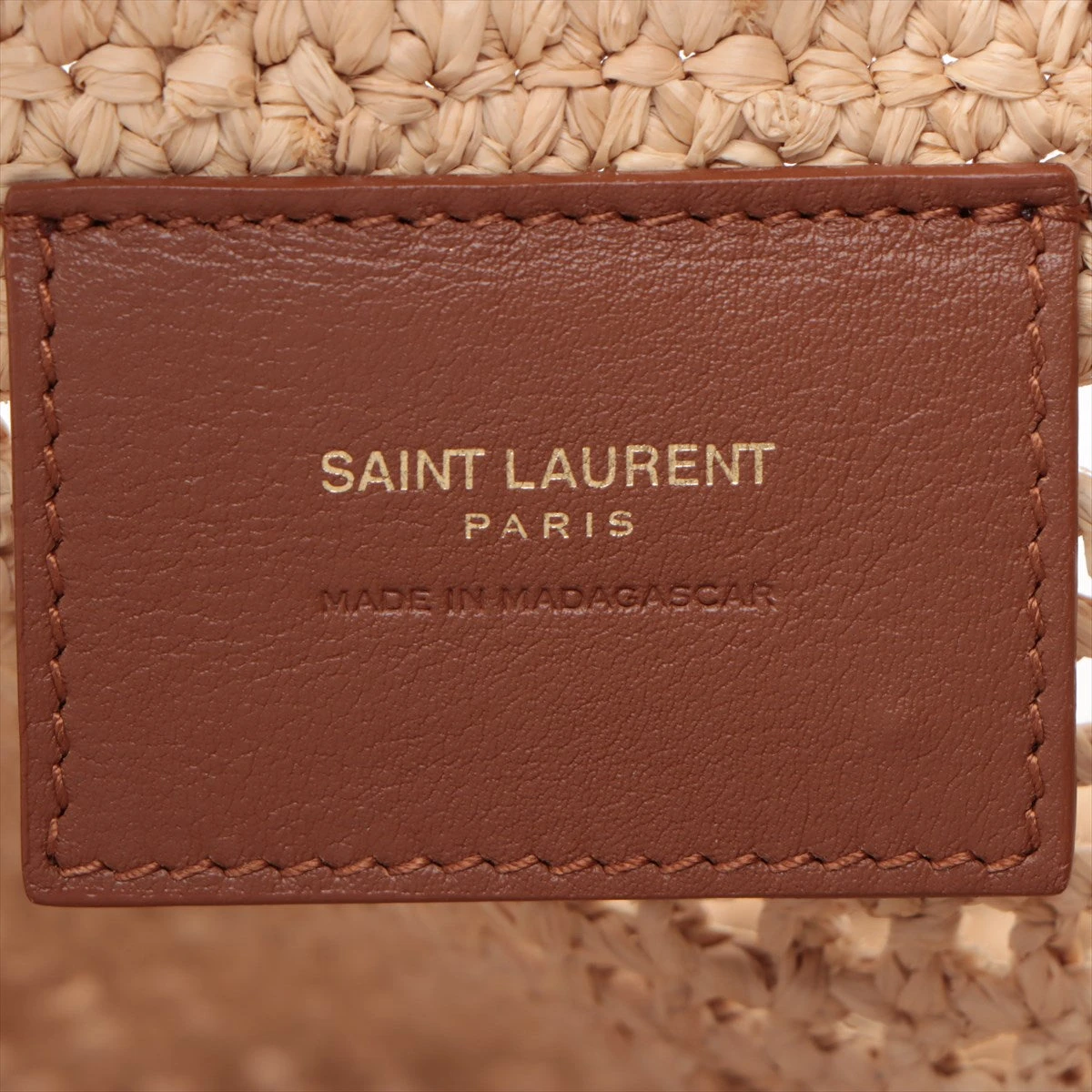 【関税・送料込】Saint Laurent イカール ラフィア ブラウン イカール マキシ ショッピングバッグ(ラフィアクロシェ