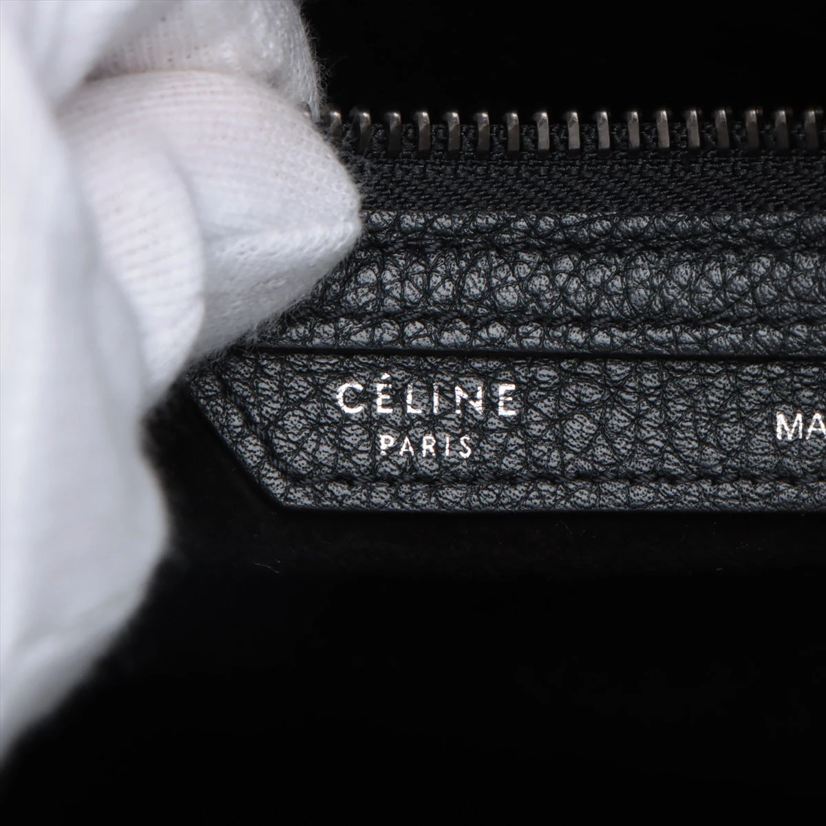 セリーヌ ラゲージ マイクロショッパー レザー トートバッグ ブラック