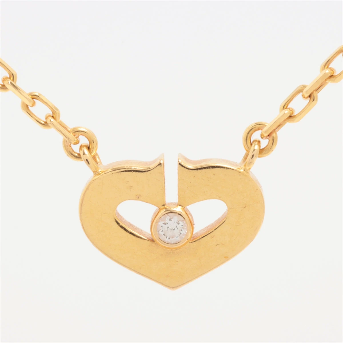 カルティエ　Cハート　ダイヤ　K18　PG　750　ネックレス カルティエ Cartier Cハートダイヤネックレス ゴールド 750