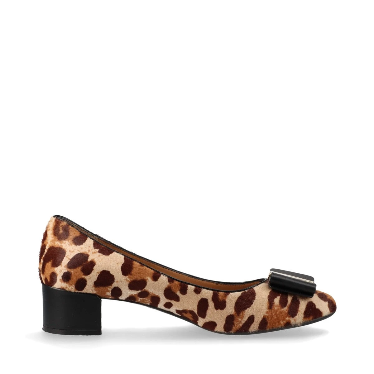 フェラガモ レザー×ハラコ パンプス 8.5D レディース ブラック