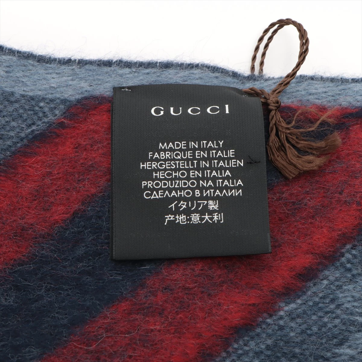 GUCCI GGロゴ ネイビー レッド マフラー グッチ GGジャガード ウール シルク ストール マフラー ネイビー