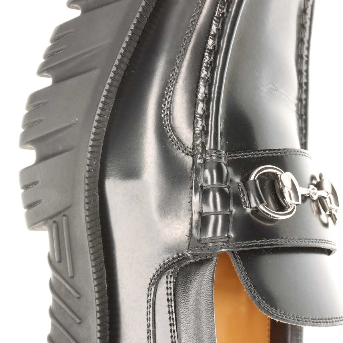【美品】グッチ ローファー ホースビット 7.5 シルバー金具 レザー ブラック グッチ ホースビット レザー ローファー 7.5 メンズ ブラック