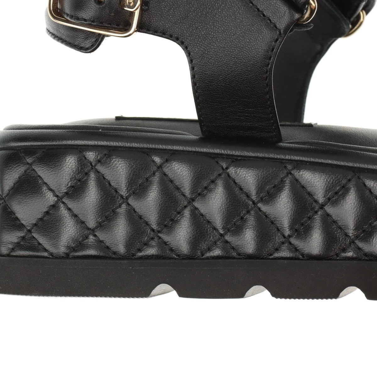 CHANEL サンダル G39143 シャネル ココマーク レザー サンダル 40 レディース ブラック