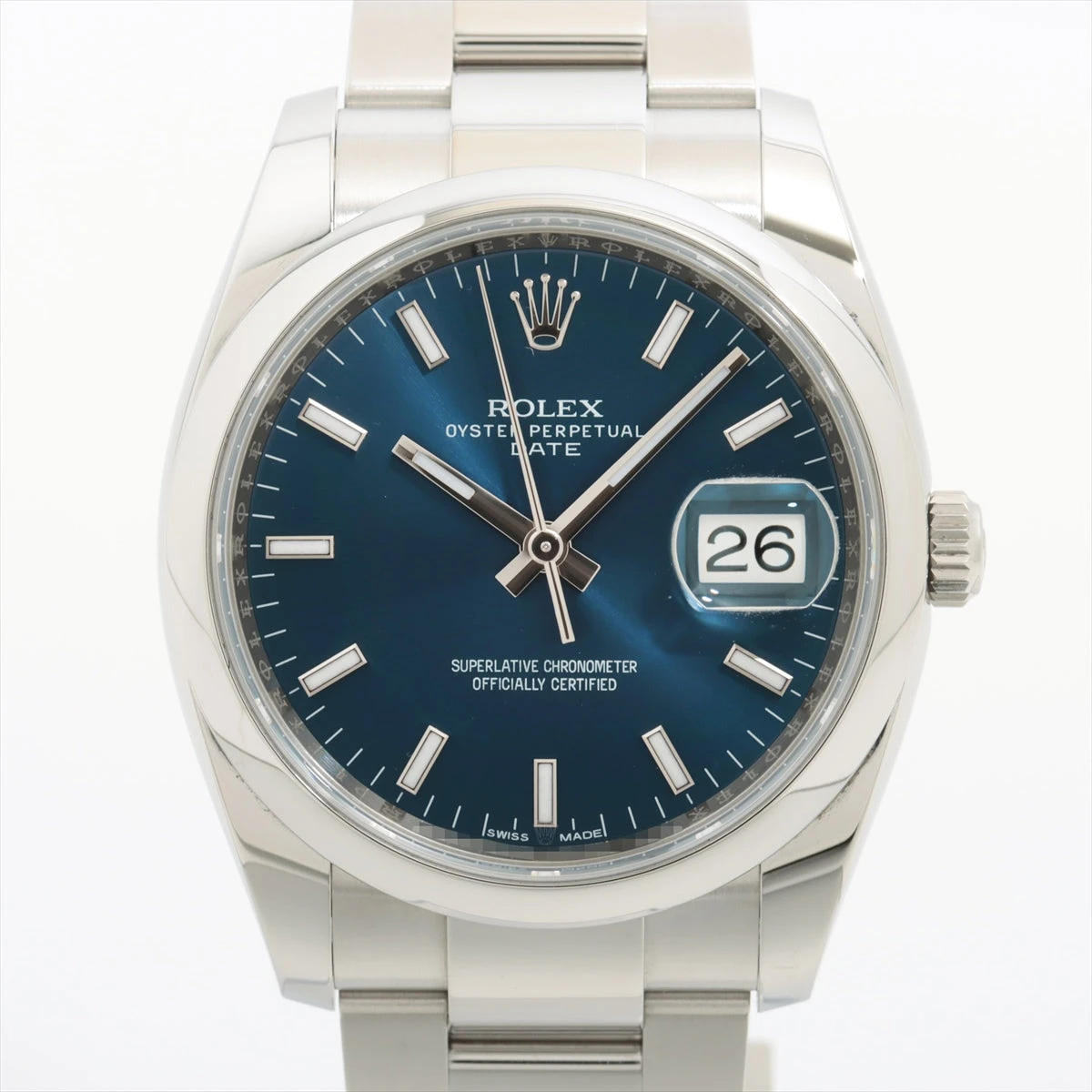 ロレックス　オイスター デイト　ブルー　手巻き　34mm　グリーン クロコ　青 ロレックス オイスター デイト ブルー 手巻き 34mm グリーン