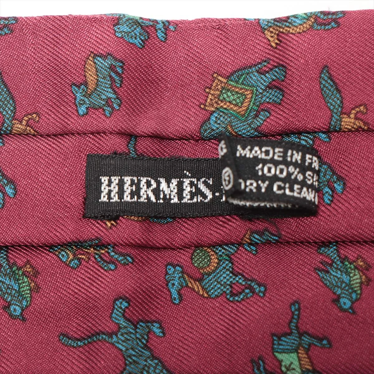 エルメス スカーフ シルク ワインレッド リボンタイ A3041552｜中古 
