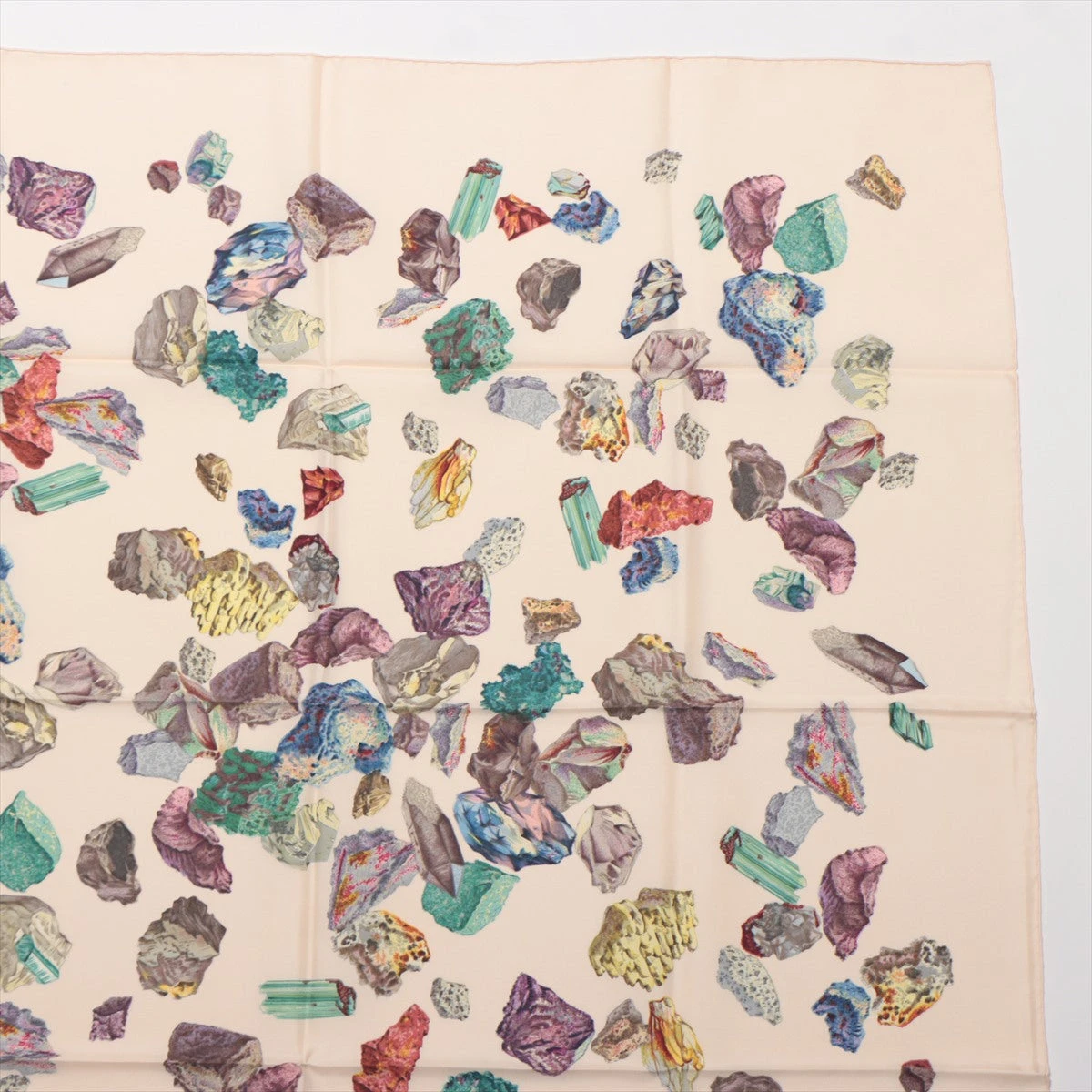 エルメス カレ90 MINERAUX 鉱物 スカーフ シルク クリーム A3043834 