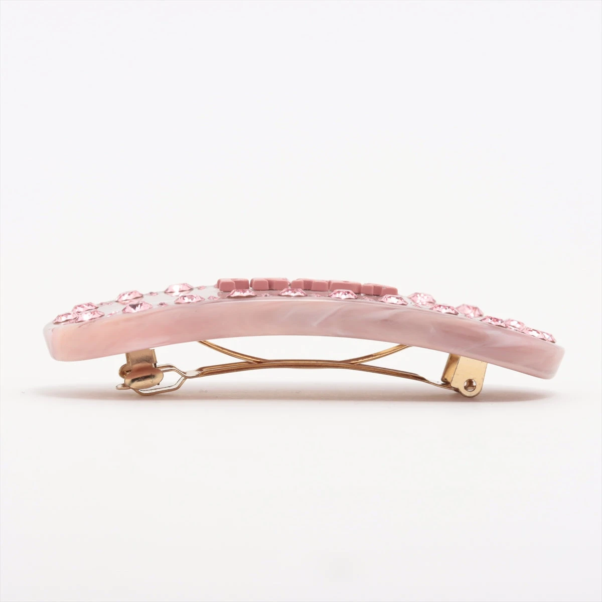 は*な様 PRADA ピンク ストーン バレッタ プラダ PRADA バレッタ ヘアクリップ ナイロン 1IF129 三角