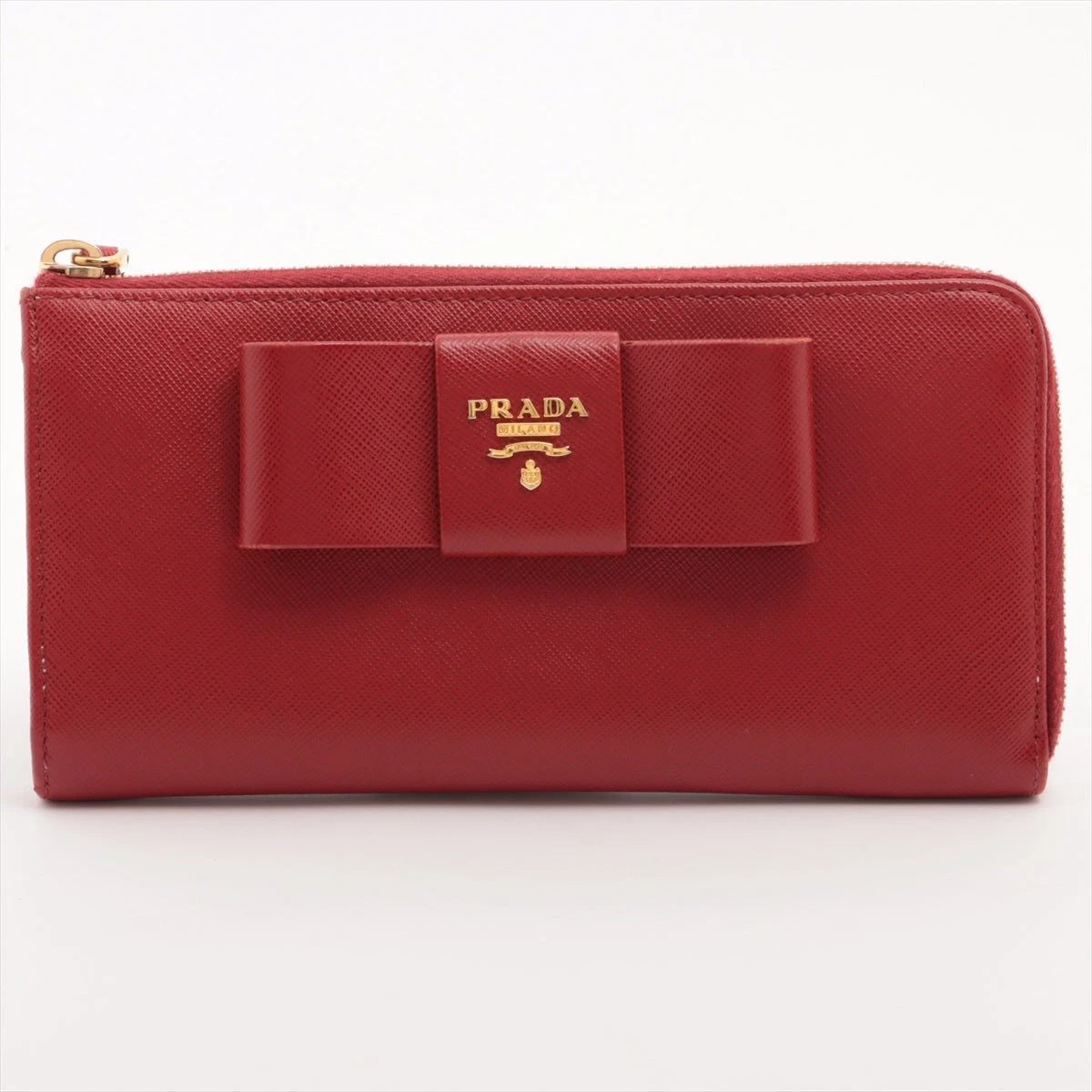 美品　PRADA 財布 現行◇未使用級◇PRADA 三つ折り財布 三角プレート ブラック