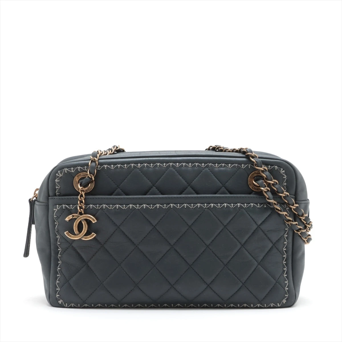 シャネル マトラッセ レザー チェーンショルダーバッグ グレー  