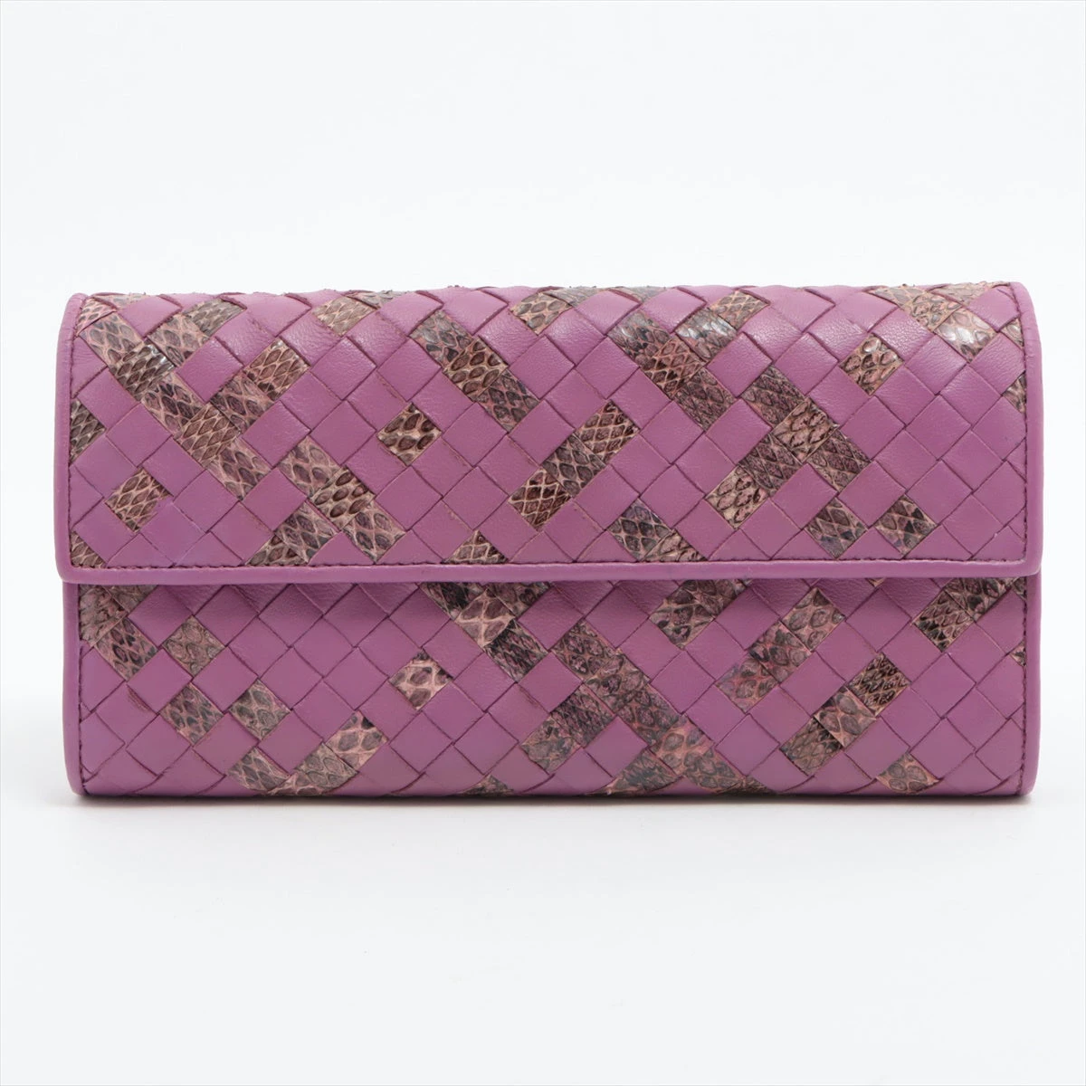 ボッテガヴェネタ イントレチャート ラウンドジップ 長財布 パイソン