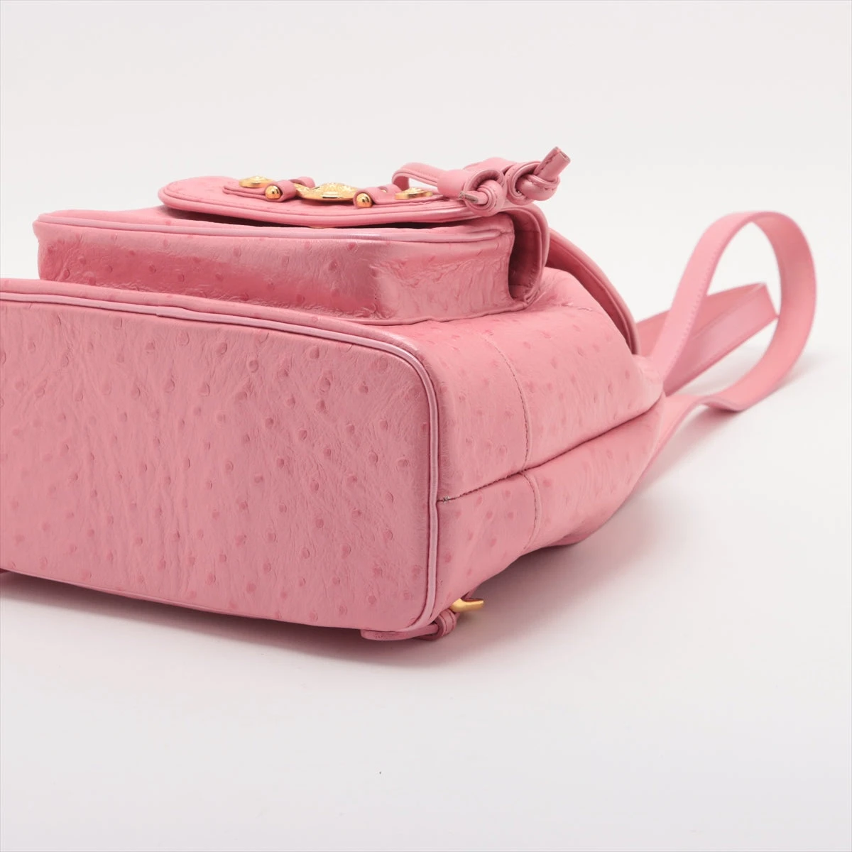 【ジャンニヴェルサーチ】バニティバッグ　オーストリッチ　ピンク　ゴールド金具 ピンクの通販 ファッション 【ジャンニヴェルサーチ】バニティ