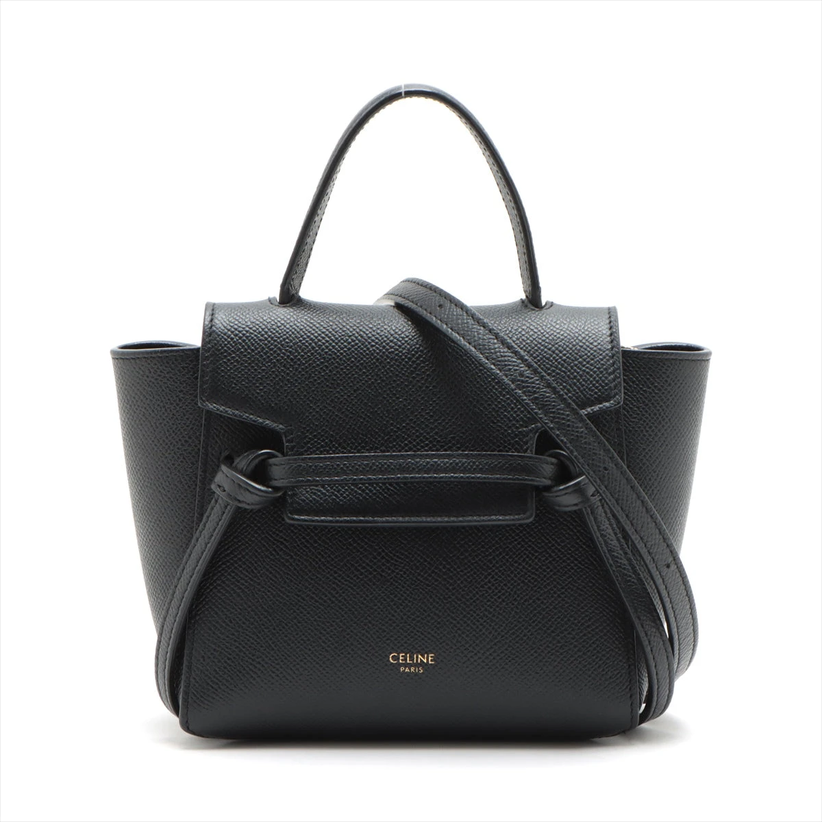 セリーヌ ベルトバッグ ピコ レザー 2WAYハンドバッグ ブラック  