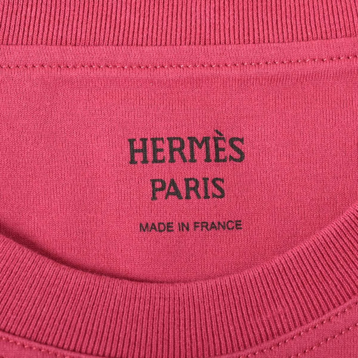 未使用 エルメス ロゴ コットン 刺繍 Tシャツ ピンク エルメス コットン Tシャツ 36 レディース ピンク 4E4615DA H
