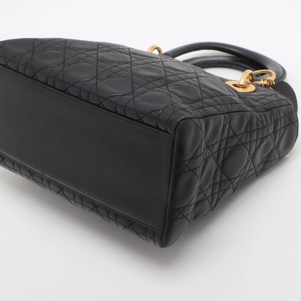 (美品) クリスチャンディオール カナージュ ハンドバッグ 黒 ブラック ディオール カナージュ レディディオール ハンドバッグ