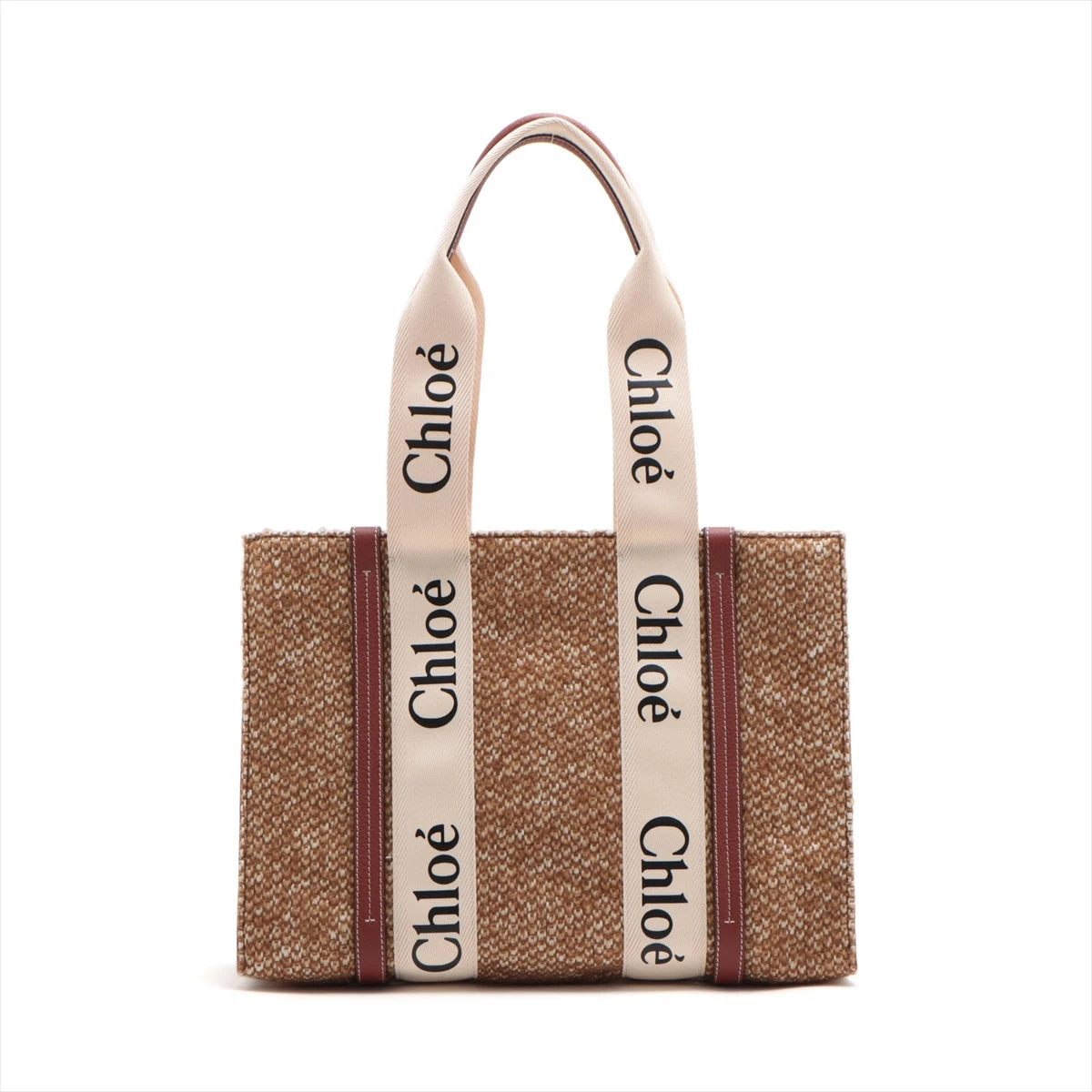 クロエ ウッディ ミディアム フェルト トートバッグ ブラウン A3046962