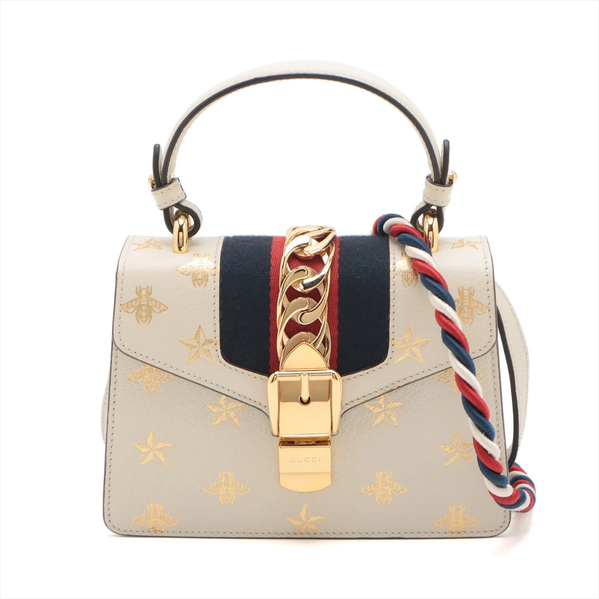 グッチ シルヴィ レザー 2WAYハンドバッグ アイボリー 470270