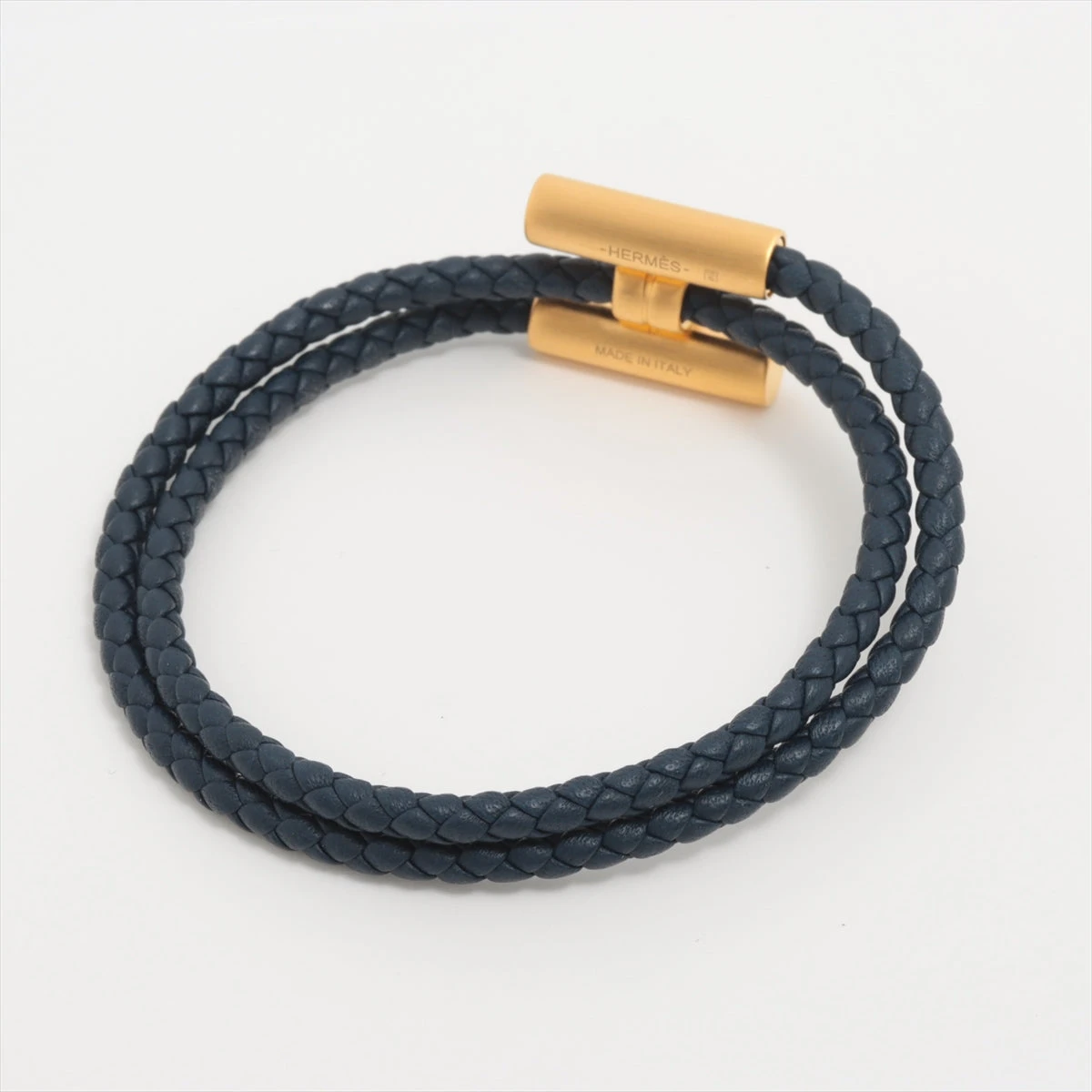 エルメス トゥルニ トレッセ ブレスレット GP×革 ネイビー
