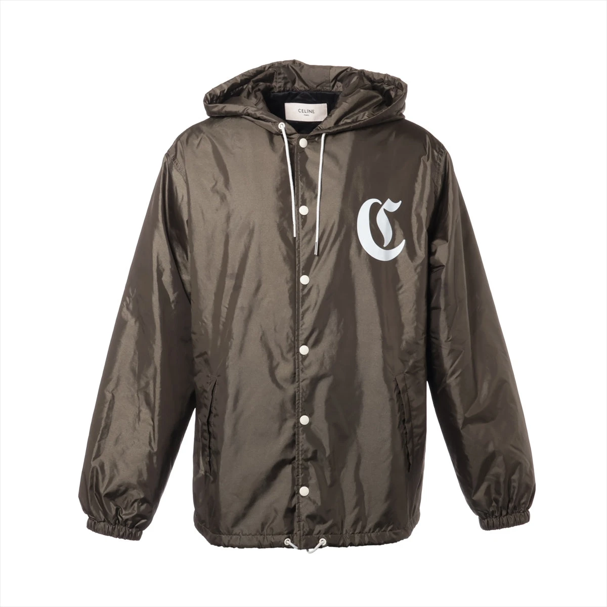 【超美品】CELINE ナイロンフーデッドジャケット 2W694495M セリーヌ 22AW ナイロン ジャケット 46 メンズ カーキ 2W694495M