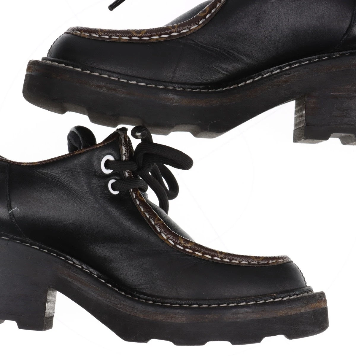 ヴィトン LVボブールライン 19年 PVC×レザー レザーシューズ 36